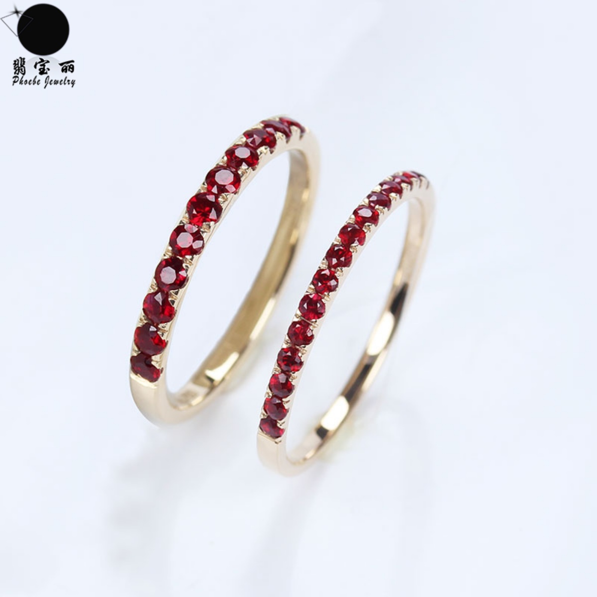 18K玫瑰金鴿血紅紅寶石尾戒排戒