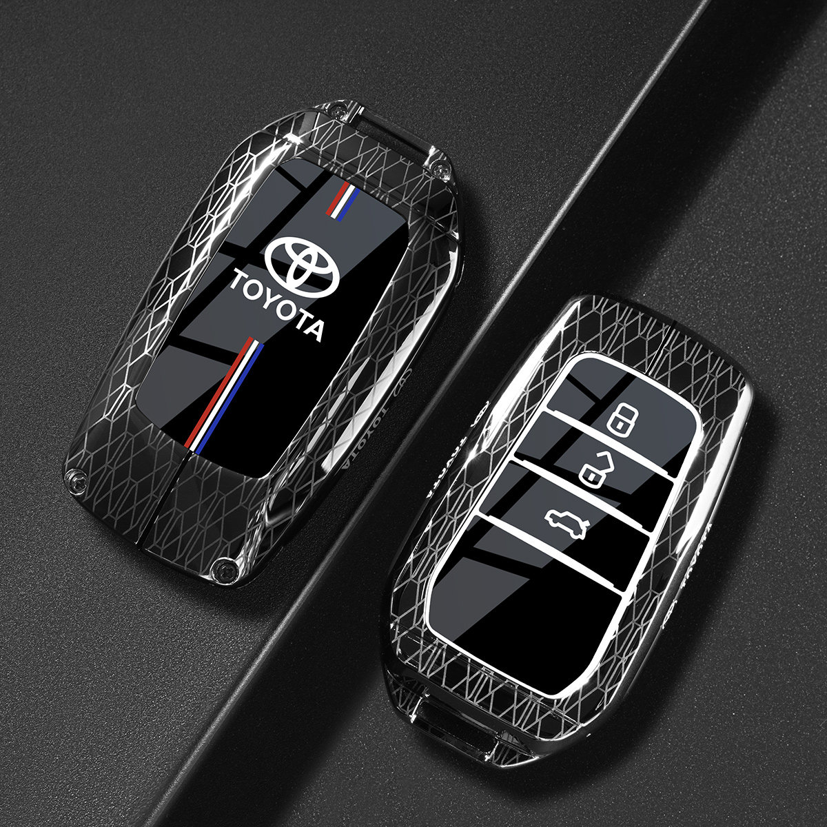 适用丰田普锐斯钥匙套26款凯美瑞新锋兰达汉兰达赛那塞纳车包扣壳