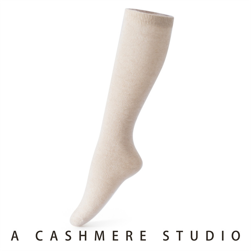 100%山羊绒中长筒过膝袜子女秋冬加厚过膝护腿纯羊绒保暖JK小腿袜