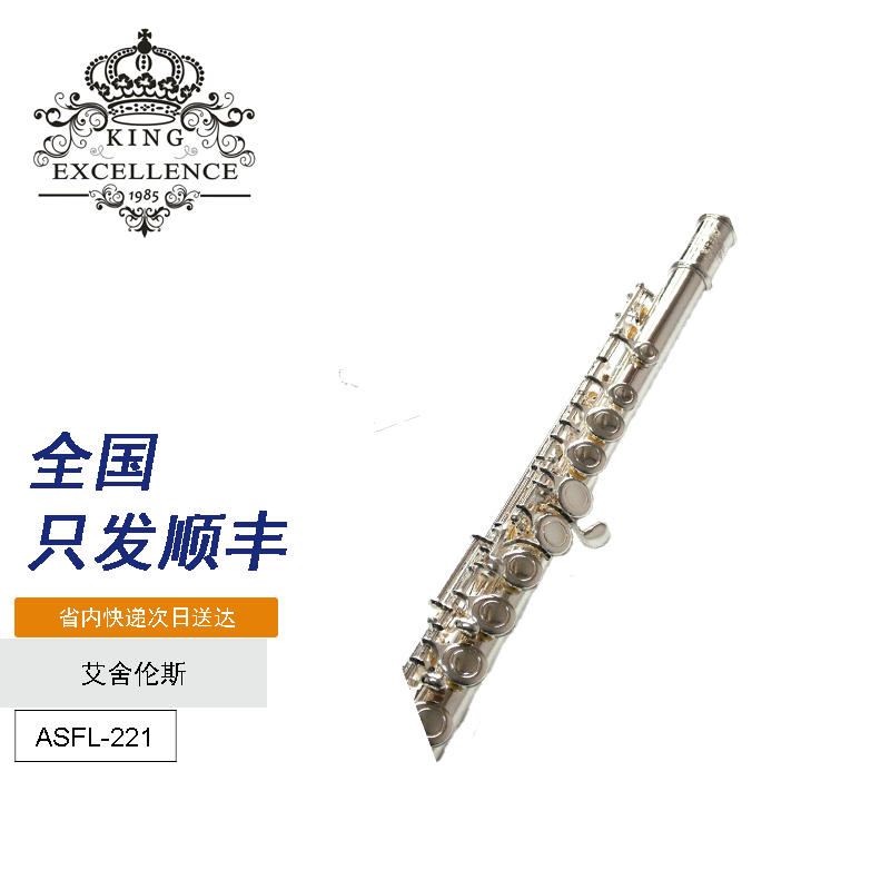 艾舍伦斯西洋长笛ASFL-221闭孔银笛头考级演奏乐器初学者儿童教学