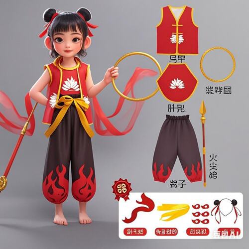 哪咤儿童服装动漫衣服cos