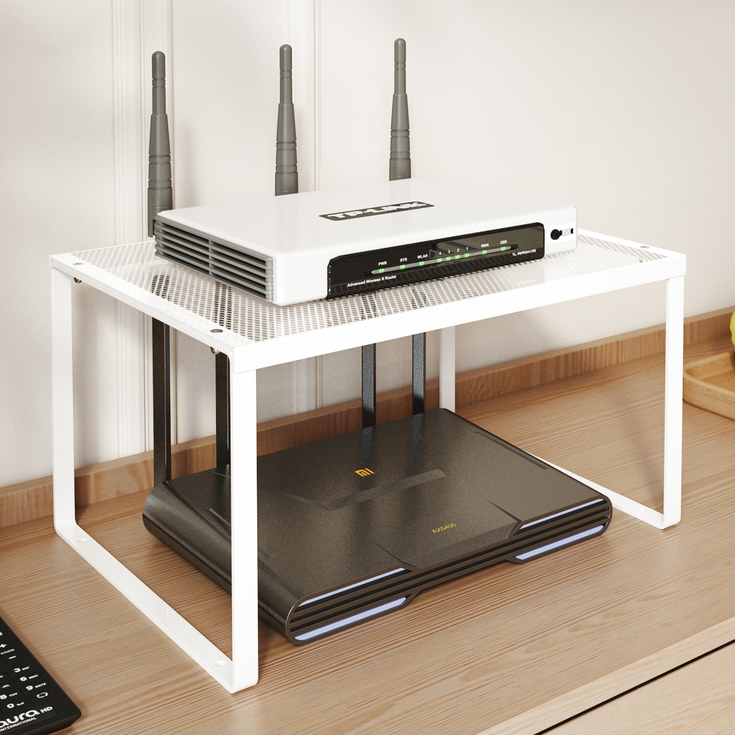 wifi路由器收纳盒电视边机顶盒收纳架子台桌面免打孔散热支架客厅