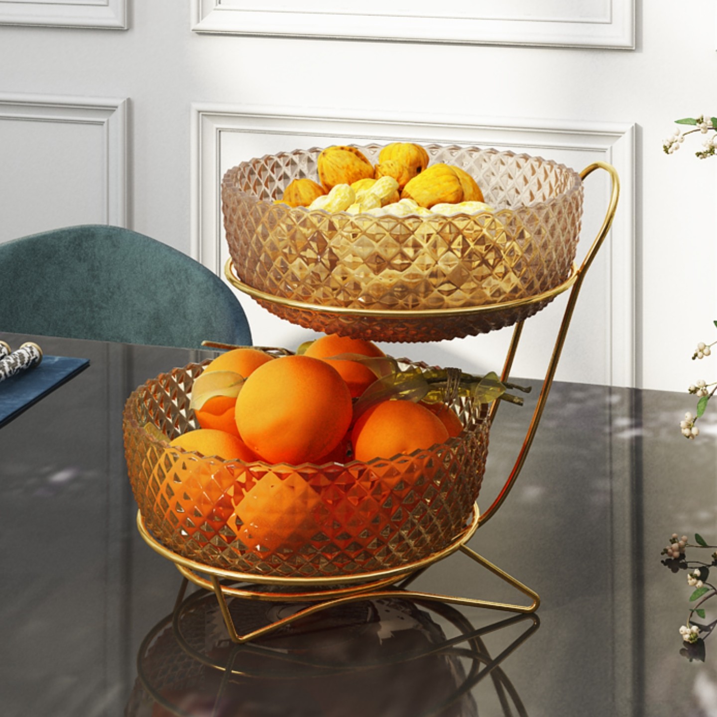 水果盘家用客厅茶几高档轻奢风精致双层乔迁新居果篮零食盆架圆形,餐饮具,果盆/果盘/果篮,淘宝优惠券,粉丝福利购,淘宝优惠卷