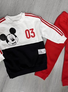 阿迪达斯迪斯尼联名小童针织加绒透气保暖休闲套装 GT9477 H46665