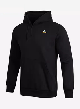 阿迪达斯男子针织棉涤内加绒保暖彩色篮球logo套头连帽卫衣IA6676