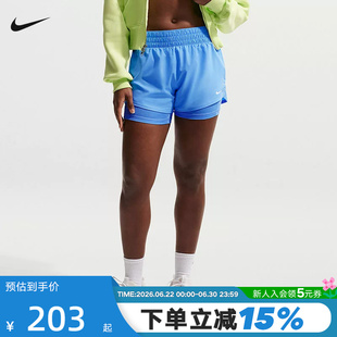 NIKE耐克DRI-FIT女子速干透气中腰二合一跑步短裤夏季DX6013-413