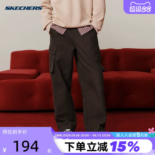 Skechers斯凯奇26新年战袍男长裤宽松直筒裤工装裤 L126M001/05U5