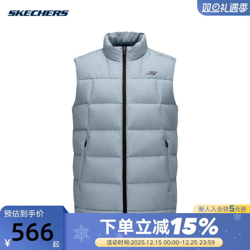Skechers斯凯奇男子保暖休闲运动梭织羽绒背心P425M013/02N6