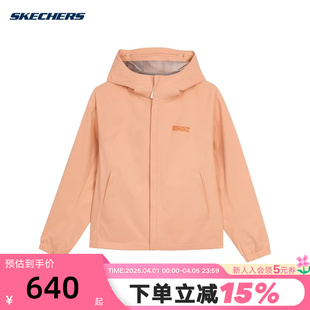 挡风拉链连帽外套L124W021 03U5 休闲时尚 Skechers斯凯奇女子新款