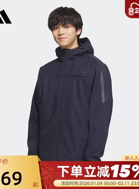 adidas阿迪达斯三条纹连帽风衣外套冬男3STRIPES梭织夹克KA1306