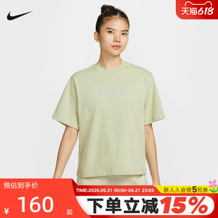 Nike耐克短袖女夏季复古印花宽松休闲针织透气运动T恤II0446-397