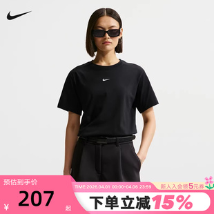 印花小标宽松棉质黑色圆领运动T恤IH7602 010 女夏季 NIKE耐克短袖