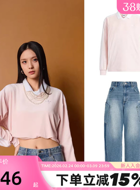 【搭配】阿迪达斯三叶草单宁牛仔裤KR2628丝绒柔软长袖T恤KQ5487