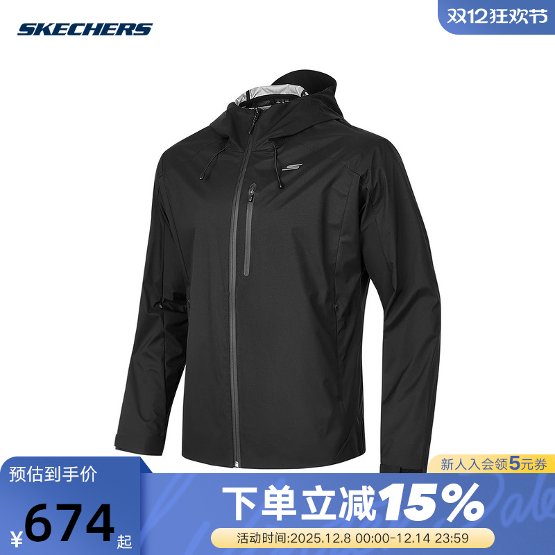 Skechers斯凯奇秋冬男士时尚潮流百搭梭织连帽外套 P324M052/0018