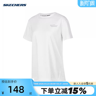 T恤P224W011 运动休闲针织衫 0019 女子圆领短袖 SKECHERS斯凯奇夏季