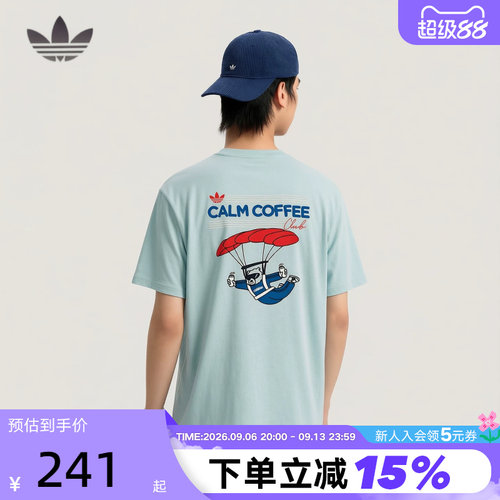 adidas阿迪达斯三叶草卡通图印花半截袖2026夏中性短袖T恤 KY5738