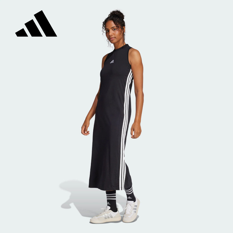 adidas阿迪达斯连衣裙女子秋季弹力工字背无袖长裙子 JE1208