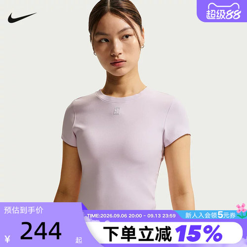 Nike耐克DRI-FIT女子速干短袖网球上衣夏季修身运动T恤HQ2995-583