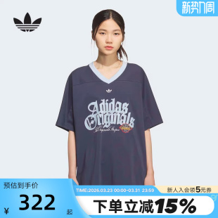 adidas阿迪达斯三叶草V领半袖 T恤KT3063 球衣2026夏女宽松透气短袖