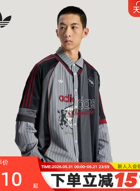 adidas阿迪达斯三叶草上衣2026夏男休闲运动提花长袖衬衫 KY2152