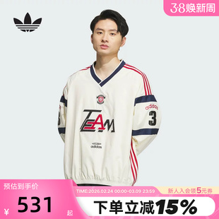 adidas阿迪达斯三叶草V领球衣秋冬男宽松长袖套头运动衫 KC0112