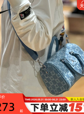 Jordan耐克单肩包男包女包满印花复古牛仔运动包手拎包IZ8440-412