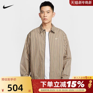 247 宽松透气复古条纹翻领夹克IF0379 Nike耐克外套男女衬衫 夏新款