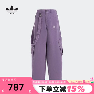 长裤 KH1179 秋女宽松多口袋工装 adidas阿迪达斯三叶草弯刀裤