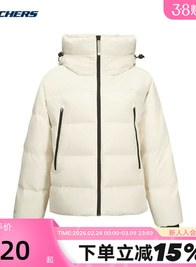 Skechers斯凯奇冬女连帽短款羽绒服保暖外套 L424W001/00V7