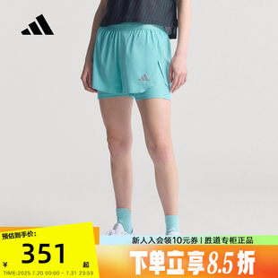 2025秋女清风面料梭织短裤 adidas阿迪达斯速干二合一五分裤 KE2281