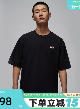Jordan耐克短袖男夏季AJ1刺绣鞋标贴片棉质休闲运动T恤HJ2327-010