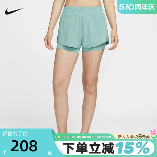 NIKE耐克DRI-FIT女子速干透气中腰二合一跑步短裤夏季DX6013-017