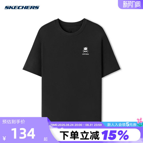 Skechers斯凯奇夏男女情侣款休闲针织短袖T恤衫 L325U100/0018