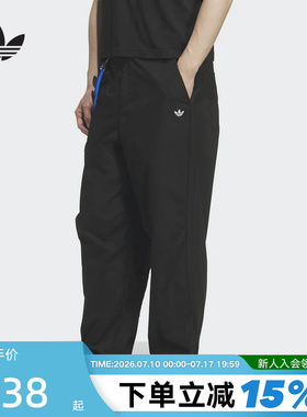 adidas阿迪达斯三叶草黑色简约运动裤2026夏男梭织长裤 KT3043
