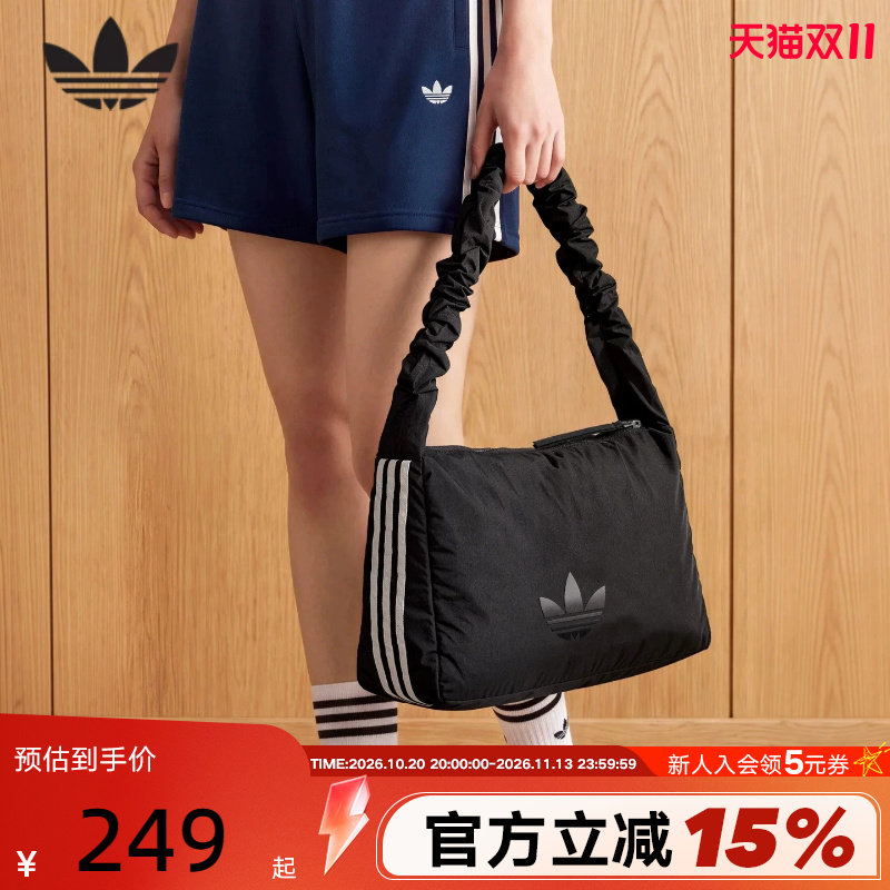 adidas阿迪达斯三叶草云朵包黑色新款大号拎包单肩斜挎包 LI1677