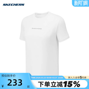 Skechers斯凯奇2025夏女休闲T恤宽松舒适运动短袖 0019 P225W013