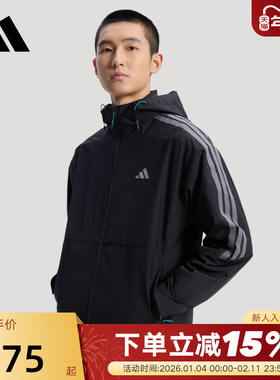 Adidas阿迪达斯男子外套2026春新款三合一加绒休闲连帽夹克KW4765