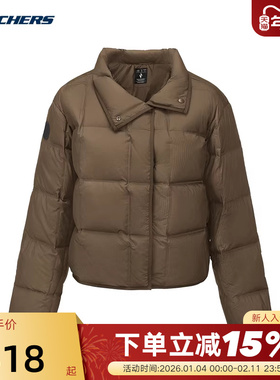 Skechers斯凯奇女士秋冬保暖锁温翻领羽绒服外套面包服P425W095