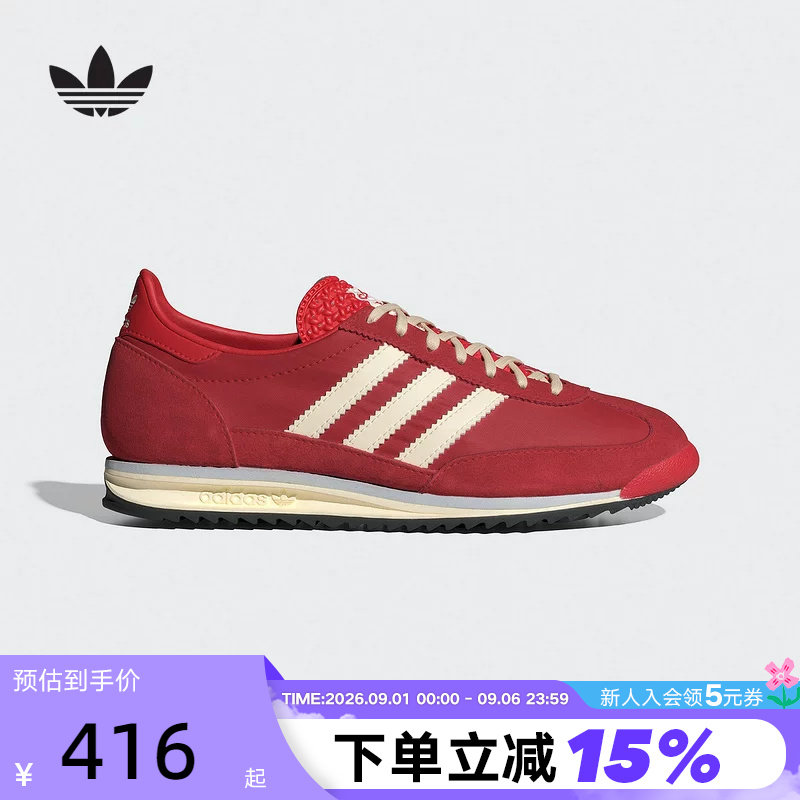adidas阿迪达斯薄底T头鞋女SL72 OG三叶草红色本命复古跑鞋IE3475图片