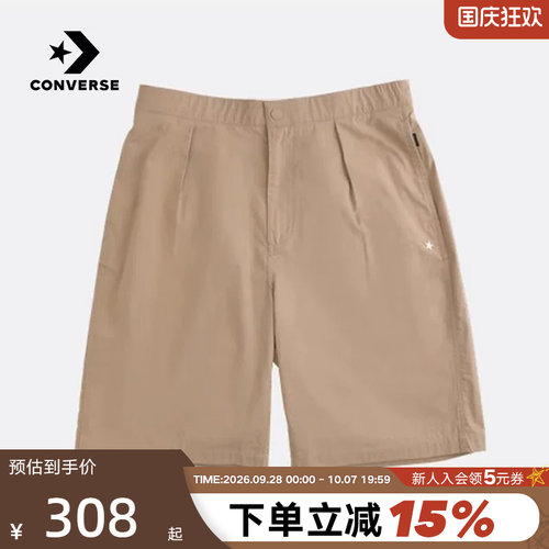 Converse匡威夏季男简约绣花复古抽绳中裤梭织短裤MCH602-X9V
