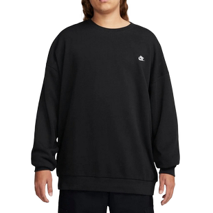 耐克男子OVERSIZE风法式毛圈上衣秋季新款黑色圆领卫衣HJ1820-010