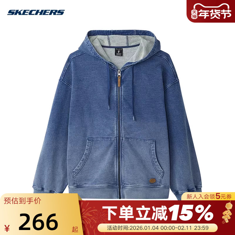 Skechers斯凯奇春男女同款针织连帽外套L125U008/053S,运动服/休闲服装,运动茄克/外套,淘宝优惠券,粉丝福利购,淘宝优惠卷
