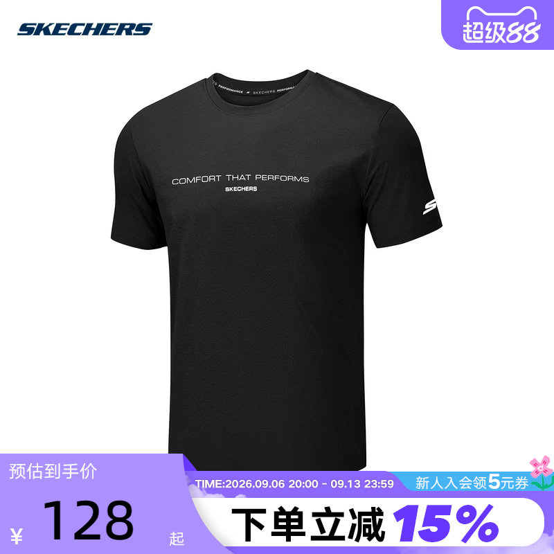 Skechers斯凯奇2026夏季男士舒适运动短袖休闲针织T恤衫 P226M089图片