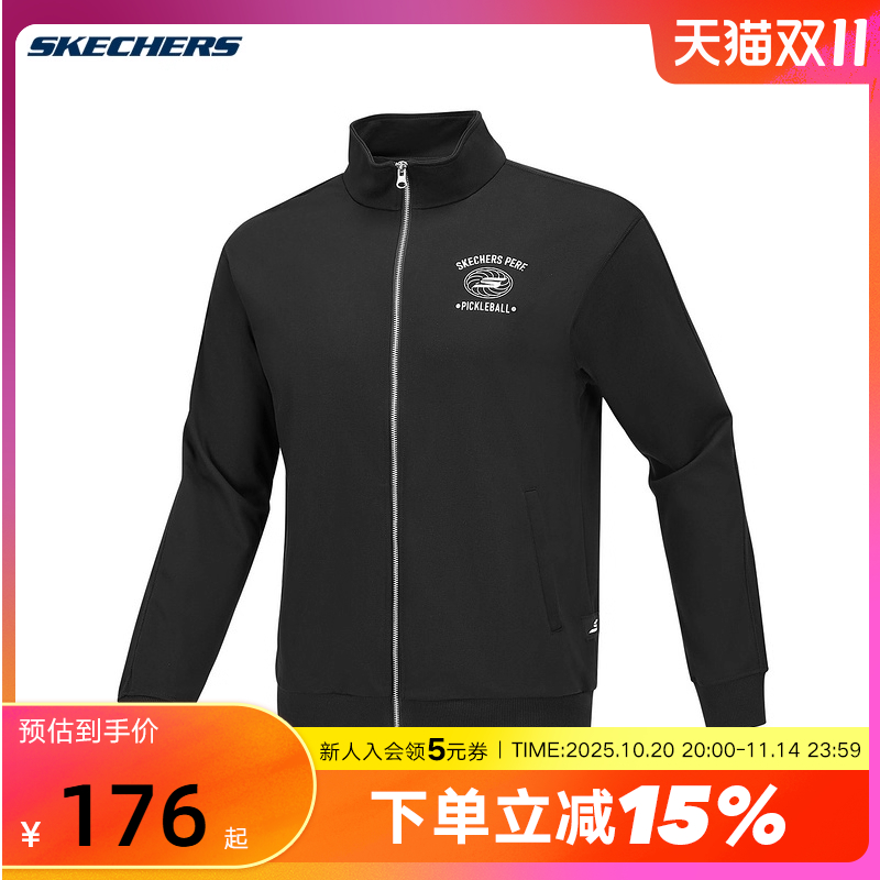 Skechers斯凯奇25年春简约百搭休闲运动梭织外套 P424M042/0018