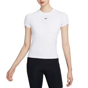 Nike耐克短袖女夏季瑜伽训练修身短款速干运动白色T恤FV7843-100