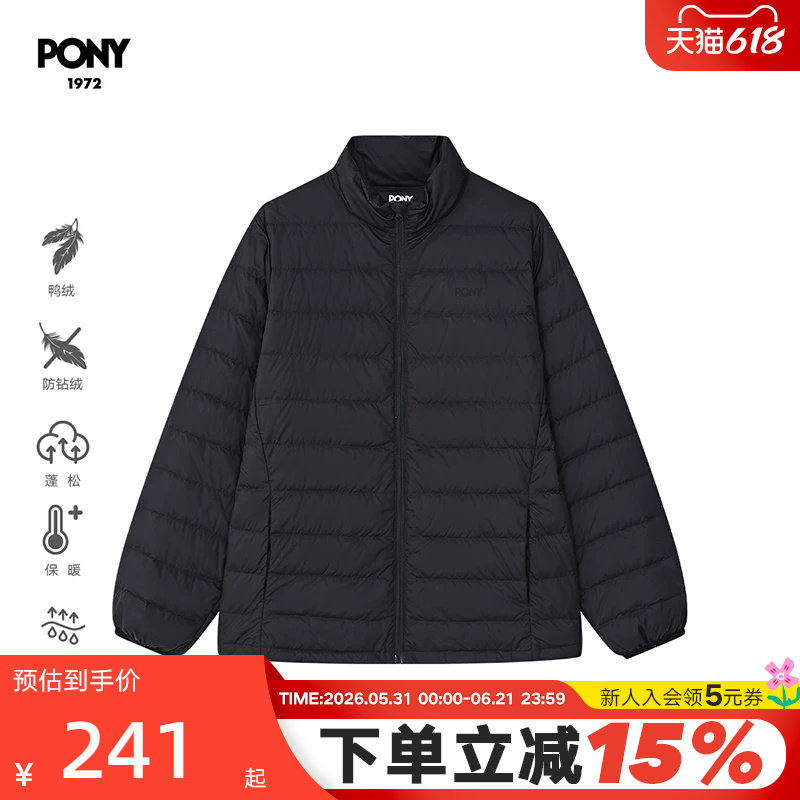 PONY波尼冬季新款羽绒服轻户外运动休闲外套女子 243W2OF32BK