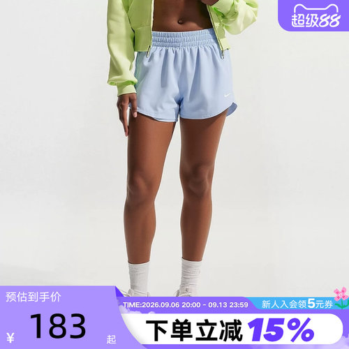 NIKE耐克DRI-FIT女子速干透气中腰二合一跑步短裤夏季 DX6013-407