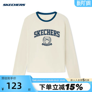 029Y L325W005 Skechers斯凯奇女子针织运动休闲长袖 简约舒适T恤衫