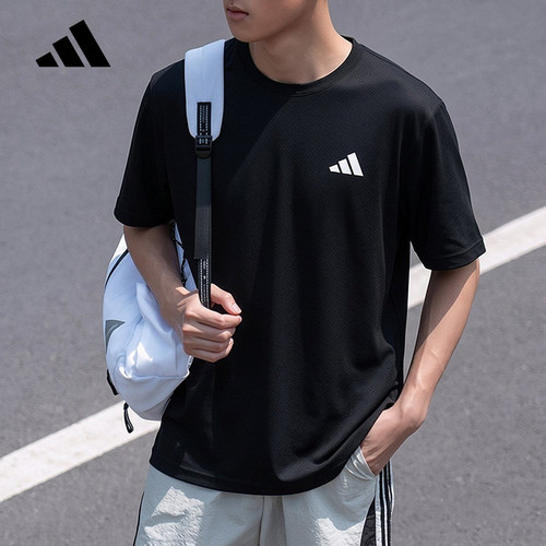 【大码】adidas阿迪达斯训练健身透气半截袖春男短袖T恤 KU8712