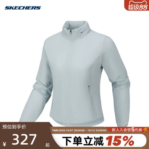 Skechers斯凯奇26夏季女士运动风凉感薄款梭织连帽外套 P226W093